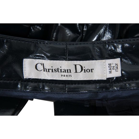 Dior Womens PVC Pants US 8 F 40 Shinny Viscose Anthracite Blue Slim Fit Trousers - Picture 5 of 10